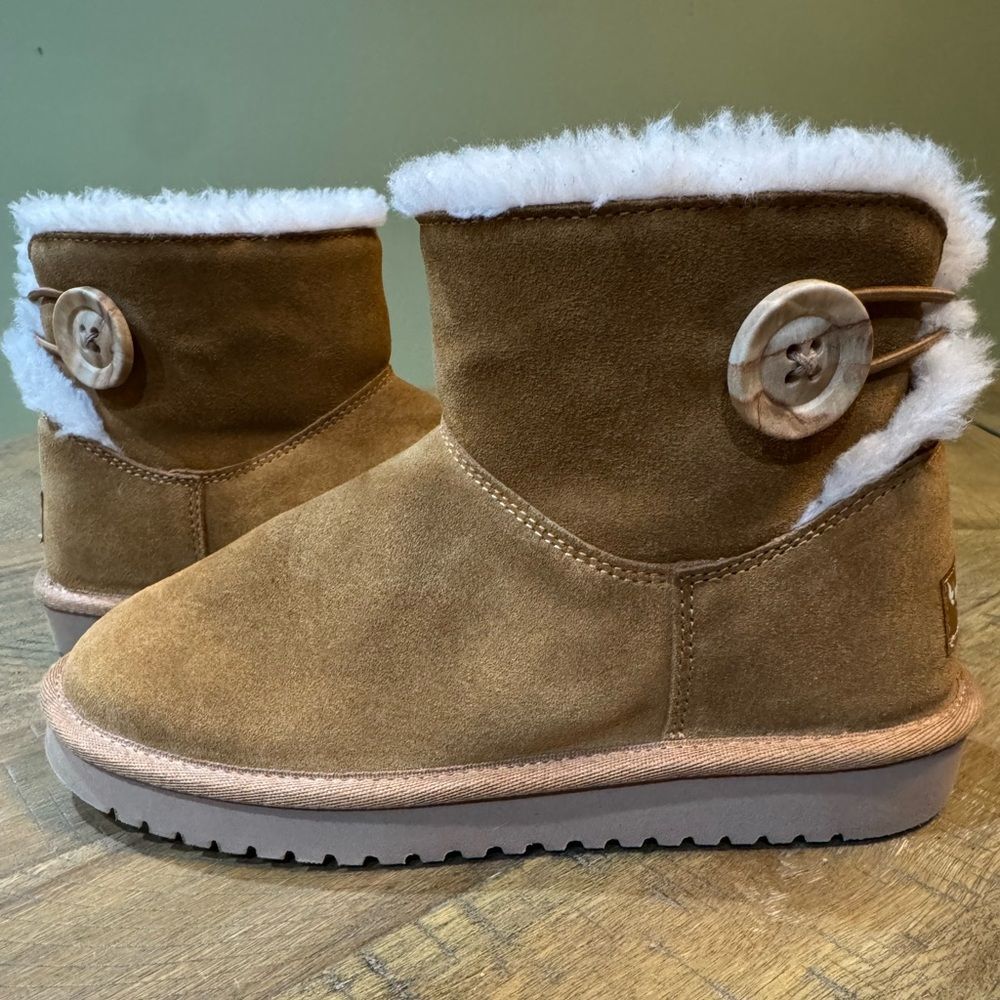 Koolaburra by UGG, Nalie Mini Chestnut Fur Lined Button Boots Women’s size 5 - Picture 11 of 16